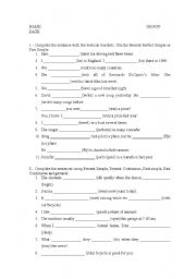 Present simple and continuous, past simple and continuous and present perfect test