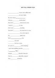 English Worksheet: say/ tell/ speak/ talk