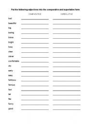 Build the comparative and superlative form in this list of 41adjectives