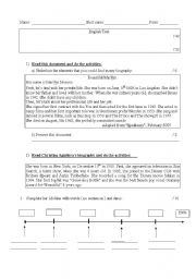 English Worksheet: biographies test