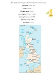 English Worksheet: Map of England
