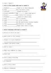 English Worksheet: modal verbs - must and mustnt