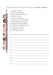 English Worksheet: modal verbs _ must and mustnt