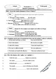 English Worksheet: Relative pronouns