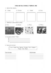 English worksheet: FARM AND WILD ANIMALS