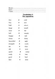 English worksheet: Vocabulary