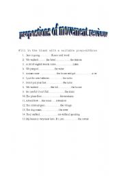 English Worksheet: prepositions of movement review