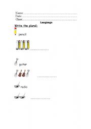 English worksheet: Write the plural: