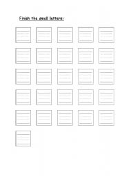 English Worksheet: Finish the small letters: 
