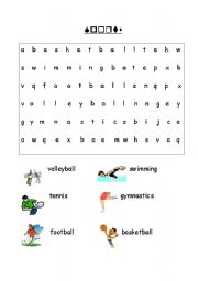 English worksheet: Sports wordsearch