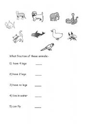 English worksheet: Find the fraction