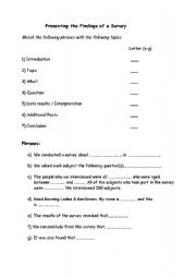English Worksheet: presenting results of a survey