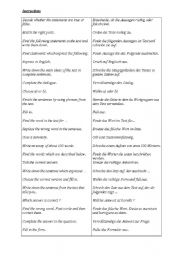 English Worksheet: Instructions
