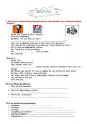 English Worksheet: Inviting and other communicative functions