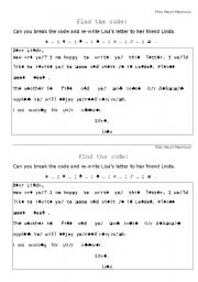 English Worksheet: Break the code!