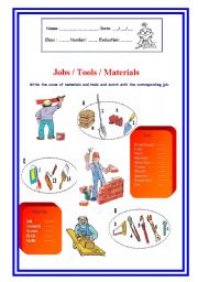 English Worksheet: Jobs / Tools / Materials 