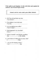 English worksheet: present perfect tence