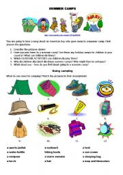 English Worksheet: Summer Camps (Part 1) - Going Camping