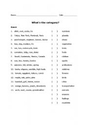 English Worksheet: Whats the category?