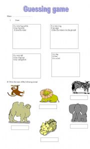 English Worksheet: guessing game