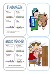 English Worksheet: Job Cards - Set 10