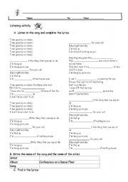 English Worksheet: Hung up by Madonna