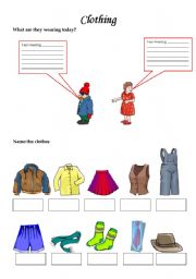 English Worksheet: What are they wearing?