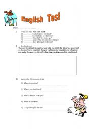 English worksheet: English test