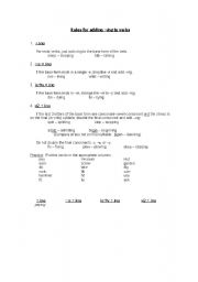 English worksheet: Rules for adding -ing_self-study worksheet