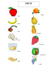 English Worksheet: Fruit Flashcard