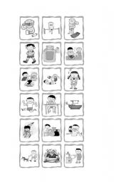 English Worksheet: Daily routine picture cards