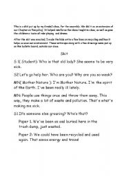 English Worksheet: A skit on recycling