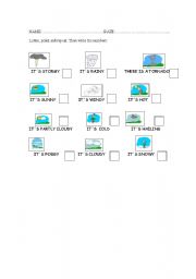 English worksheet: weather activities