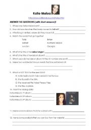 English Worksheet: ICT activity: Katie Melua