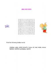 English Worksheet: ANIMAL WORD SEARCH