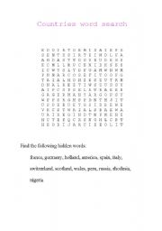 English worksheet: countries word search