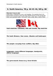 English Worksheet: worksheet north america