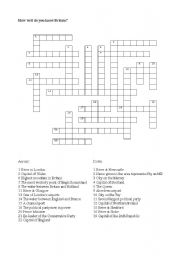 English Worksheet: complete the crossword