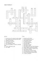 English worksheet: complete these crossword