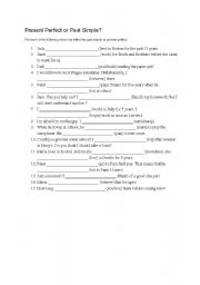 English Worksheet: Present perfect or past simple