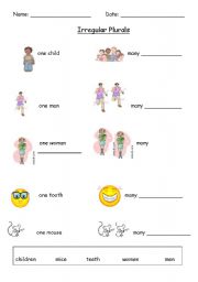 English Worksheet: Irregular Plurals