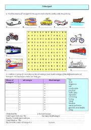 English Worksheet: Means of transport