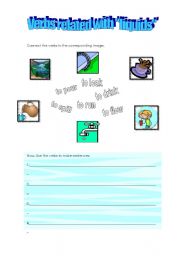 English worksheet: Verbs related with liquids