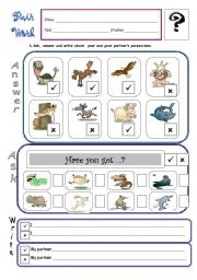 English Worksheet: Pair work: Have got A