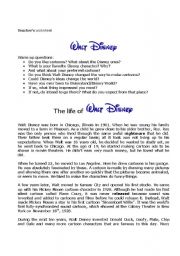 English Worksheet: Walt Disney s life