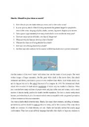 English Worksheet: Sharks - Reading text
