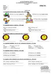 English Worksheet: exam for 6th grades