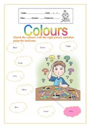 English Worksheet: Colours