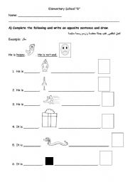 English worksheet: adjectives and prepostions