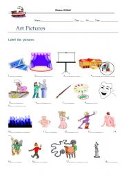 English worksheet: art pics for learning vocab